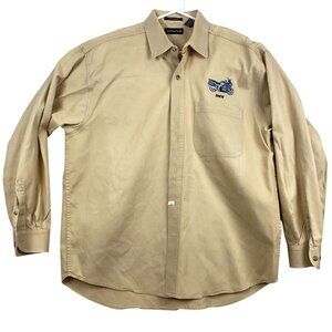 BMW Embroidered Shirt Large Tan UltraClub Button-Down 100% Cotton BMW Casual